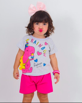Conjunto Infantil com Estampa de Dinossauro de Menina