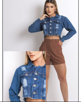 Jaqueta Jeans Femnina Tipo Cropped