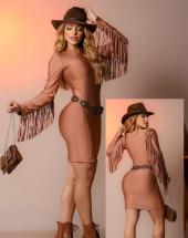 Vestido Feminino de Manga Longa com Franjas Atacado 44 Goiânia