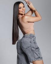 Bermuda Jeans Feminina Modelo Jorts Cargo Atacado 44 Goiânia