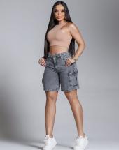 Bermuda Jeans Feminina Modelo Jorts Cargo Atacado 44 Goiânia