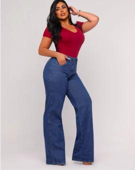 Calça Jeans Feminina Modelo Wide Leg