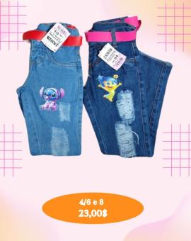 Calça Jeans para Menina de Personagem