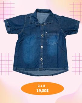 Camisa Jeans Infantil Manga Curta