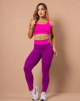 Conjunto Fitness Premium Top e Calça Bicolor