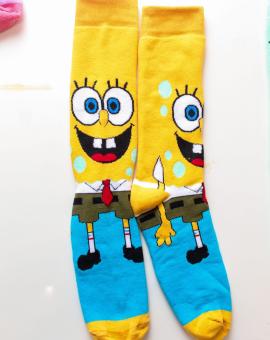 Meia Divertida Adulto Cano Alto Bob Esponja