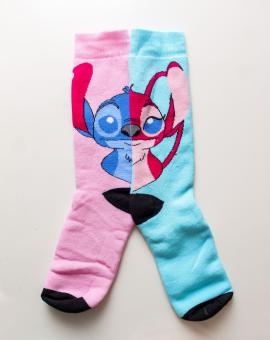 Meia Divertida Adulto Cano Alto do Stitch