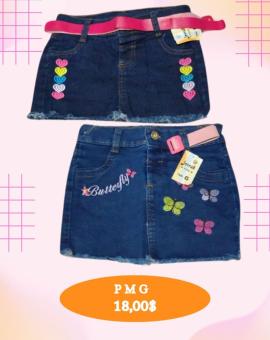 Saia Jeans Infantil com Cintinho