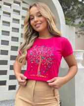 T Shirt Feminina de Manguinha com Pedraria Atacado 44 Goiânia