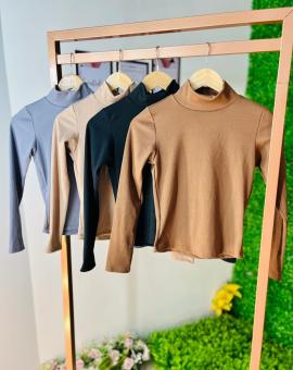 Blusa Feminina de Manga Longa e Gola Alta