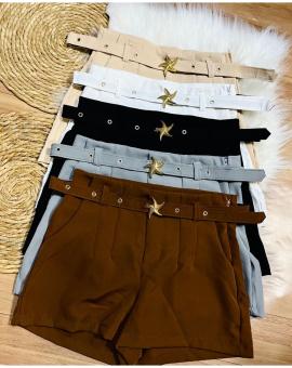 Short Alfaiataria com Cintinho e Zíper Lateral