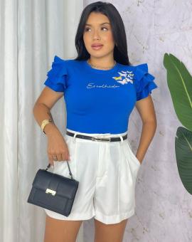 T-Shirt Feminina Premium Manguinha Babado