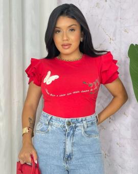 T-Shirt Luxo Algodão com Elastano Trabalhada