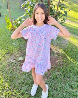 Vestidinho Infantil de Manguinha Estampado