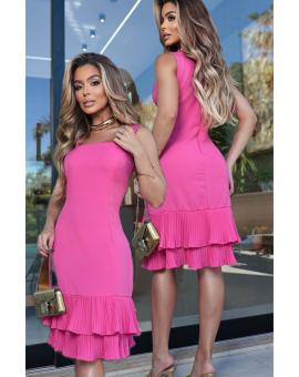 Vestido com Babado Plissado Cavado