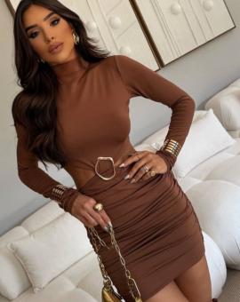 Vestido Tubinho Manga Longa Gola Alta