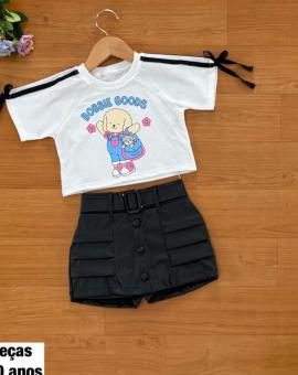Conjunto Infantil Short Saia de Courino