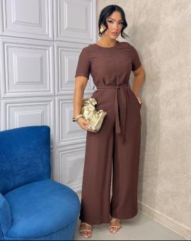 Macacão Longo de Manguinha com Cinto