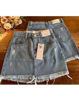 Saia Jeans Curta Barrinha Desfiada