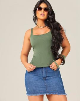 Saia Jeans Curta Cintura Alta