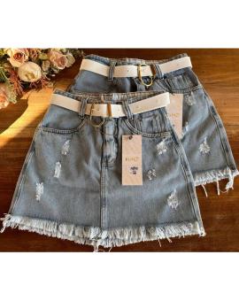 Saia Jeans Curta com Cintinho