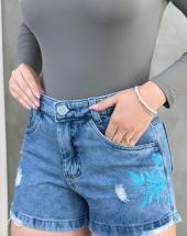 Short Jeans Feminino Detalhes Destroyed Atacado 44 Goiânia