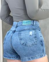 Short Jeans Feminino Detalhes Destroyed Atacado 44 Goiânia