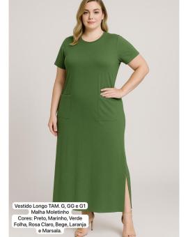 Vestido Longo Plus Size Fenda Lateral