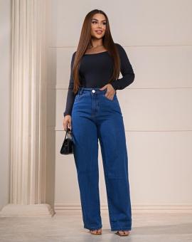 Calça Jeans Feminina Wide Leg Básica
