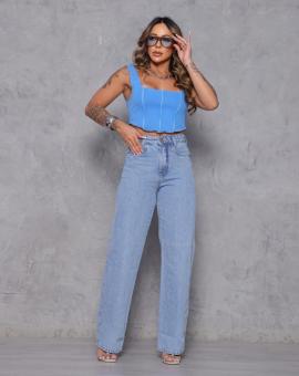 Calça Jeans Feminina Wide Leg Clara