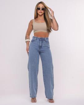 Calça Wid Leg Feminina Jeans 100%
