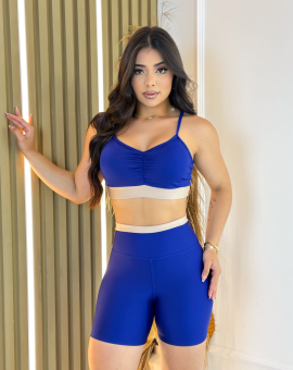Conjunto Fitness Feminino de Shortinho Bicolor