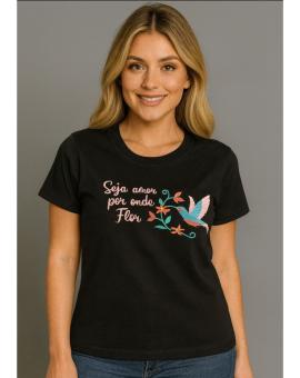 T-shirt Feminina Estampadinha de Algodão