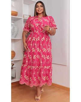 Vestido Evangélico Plus Size no Lese Bordado