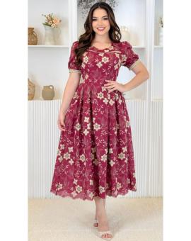 Vestido Midi Luxo Lese Bordado