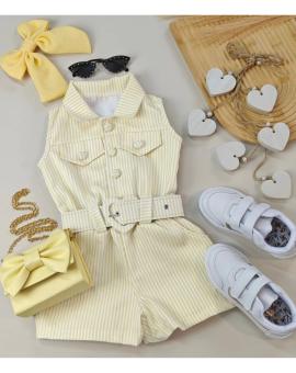 Macaquinho Infantil Listrado com Cinto