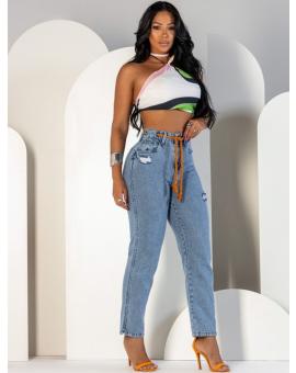 Calça Jeans Feminina Mom Trabalhada