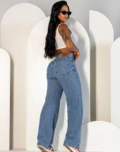 Calça Wid Leg Jeans Marmorizado Atacado 44 Goiânia