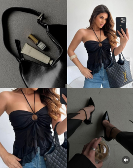 Blusa com Amarração Frontal de Tule