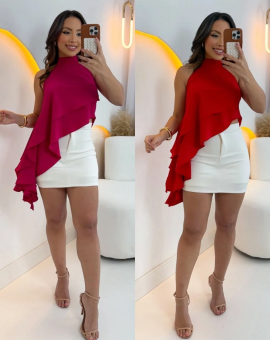 Blusa Feminina Assimétrica de Amarrar