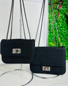 Bolsa Feminina Preta Alça de Corrente