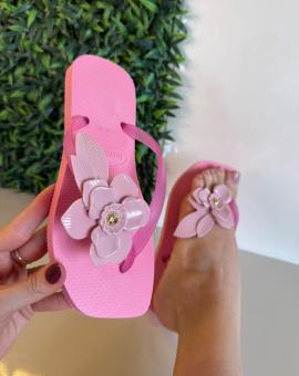 Chinelo Feminino Rosa com Flor