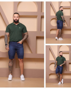 Bermuda Masculina no Jeans Escuro