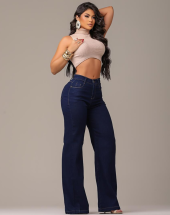 Calça Jeans Escura Feminina Larguinha Atacado 44 Goiânia