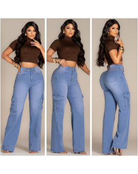 Calça Jeans Feminina Cargo Estilosa