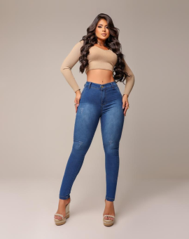 Calça Jeans Feminina com Cós Alto