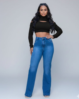Calça Jeans Feminina Larguinha Clara