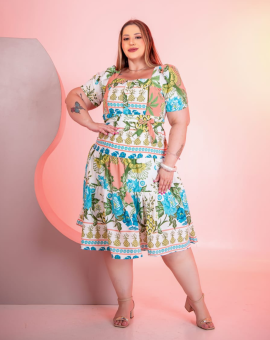 Vestido Estampa Colorida Moda Maior