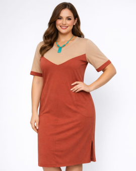 Vestido Feminino Bicolor de Manguinha