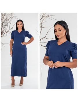 Vestido Longuete Liso Manga Princesa